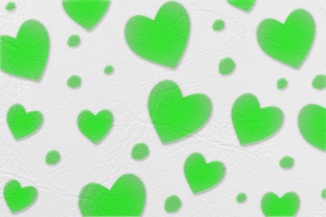 Abstract green heart isolated on white leather or paper texture,valentine day and love concept.