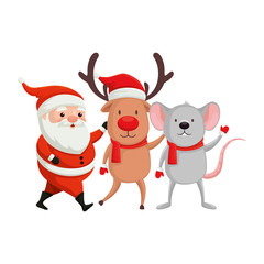 reindeer with characters of merry christmas vector illustration design