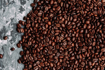 coffee beans on burlap background