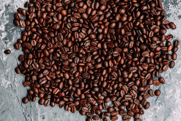 coffee beans on white background with copy space for text