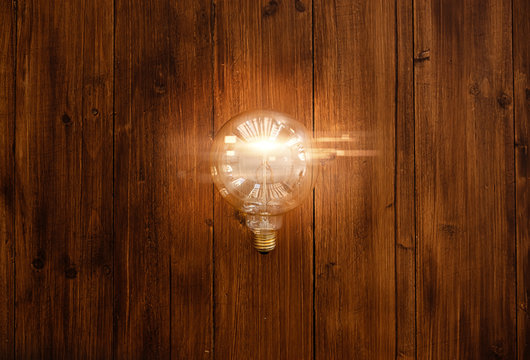 Glowing bulb. Idea, uniqueness, leadership and difference concept.