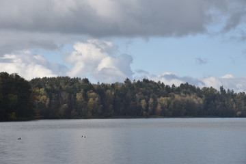 Long Lake in Poland, on the autumn sunny day.