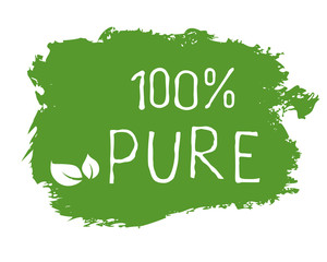 100 Pure label and high quality product badges. Bio healthy Eco food organic, bio and natural product icon. Emblems for cafe, packaging etc. Vector