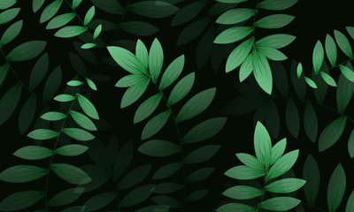 Green leaves floral pattern