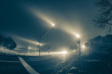 traffic lights at night long exposure