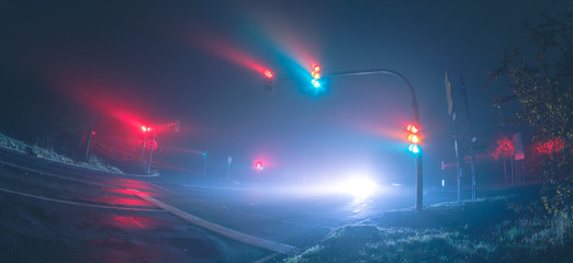traffic lights in the night