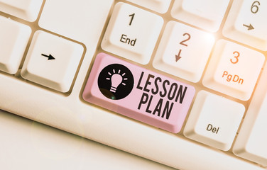 Writing note showing Lesson Plan. Business concept for a teacher s is detailed description of the...