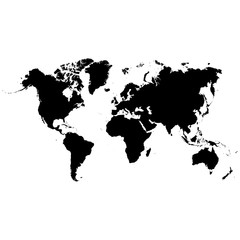 map of the world silhouette on white background