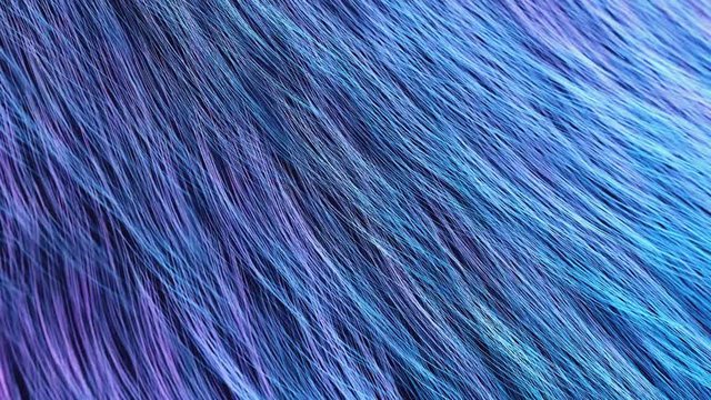 Neon lights illuminate a faux fur surface which is slightly waves in the wind. Seamlessly looped background in trendy colors and style. 3D rendered animation.