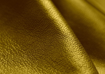 Genuine Leather. Golden background. Texture.