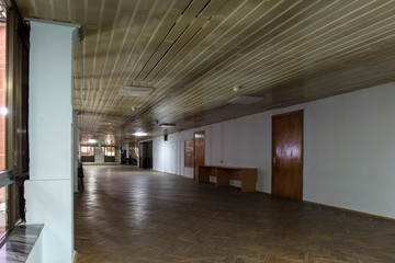  Long dark corridor in an old industrial building