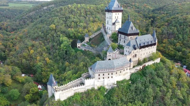 View of medieval castle Karlstejn Castle. Czech Republic
