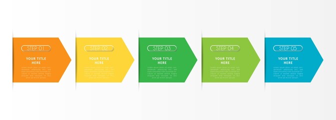 Vector infographic design template with 5 options or steps. Can be used for process diagram, workflow layout, info graph, annual report, flow chart.