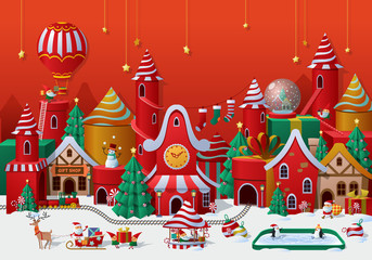 Christmas winter wonderland greetings template. vector illustration