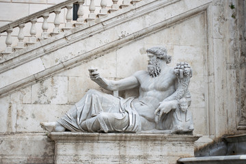 Statua of god of the river nile in front of the capitoline hill in rome italy