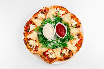 pizza with mushrooms and cheese