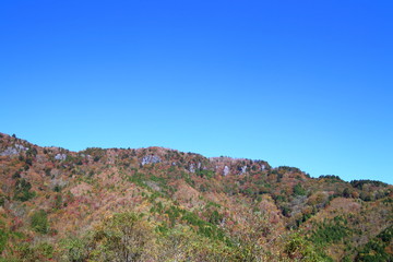 Fototapeta na wymiar 紅葉した西門山の尾根（高知県）