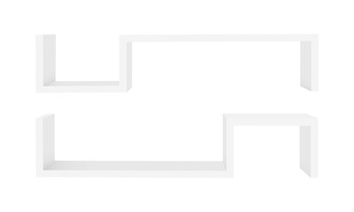 Wall mounted floating shelves isolated on white background. Vector illustration