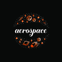 aerospace logo modern circle doodle art of planetarium for banner or background design inspiration