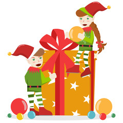 Naklejka premium Christmas Elves set