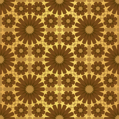 Gold Moroccan motif tile pattern. Luxury decorative geometric design. 
