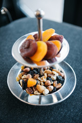 dried apricots and dried fruits on presentation plate