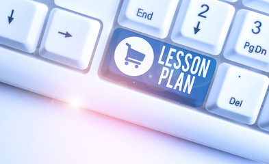 Writing note showing Lesson Plan. Business concept for a teacher s is detailed description of the...