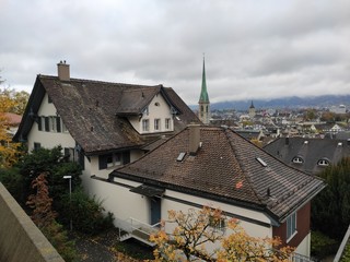 Fototapeta na wymiar Zurich Switzerland panorama of the city in november