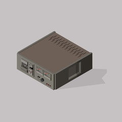 vector isometry 3D cassette player retro on grey background