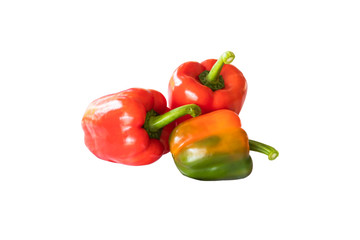 colorful bell peppers or big chilli isolated on white