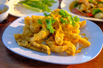 Close up of Thai food on the table in Pattaya, Thailand.