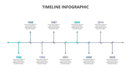 Creative concept for infographic timeline. Process chart. Abstract elements of graph, diagram with 9 steps, options, parts or processes. Vector business template for presentation.