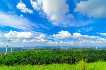 Renewable energy wind turbines on high mountains