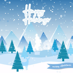 New Year and Christmas card with snowflakes of blue and gray