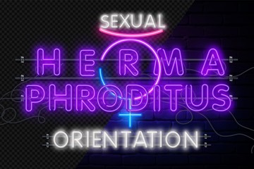 Fototapeta na wymiar Hermaphroditus Vector realistic isolated neon sign of Hermaphroditus logo for decoration and covering on the wall background.