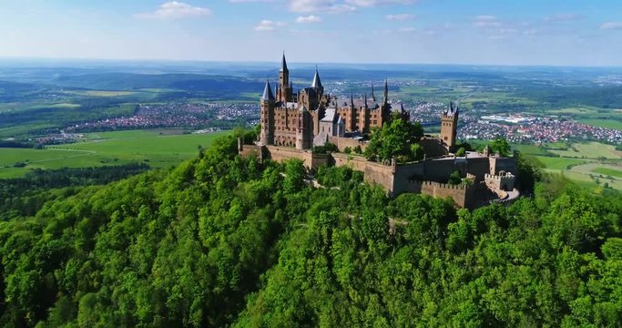 Aerial view of famous Hohenzollern Castle, Germany.