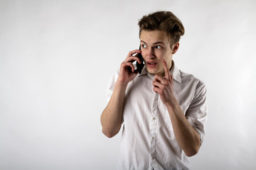 Young man on the phone.