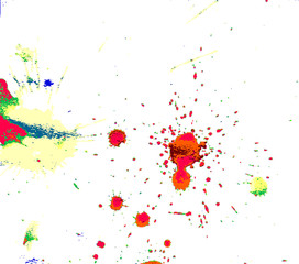 dot red yellow green red gray color watercolor Paint splashes on white paper background abstract