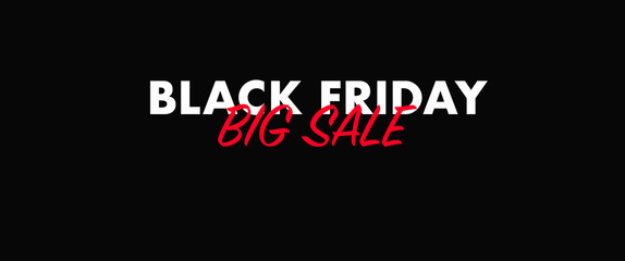 Black Friday Sale/DISCOUNT banner for web. White and red lettering on black background.