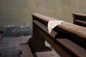 Some sheets on a bench