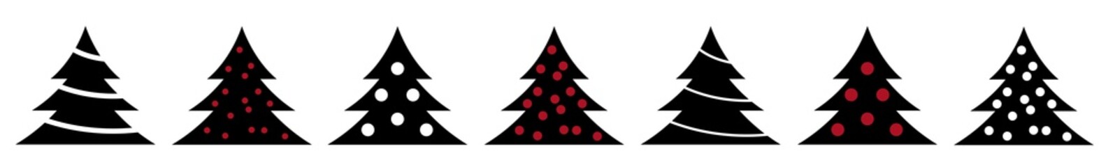 Christmas Tree Black Icon | Fir Tree Adornment Illustration | x-mas Symbol | Logo | Isolated Variations