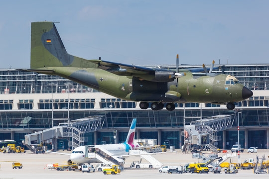 Bundeswehr Transall airplane Stuttgart airport