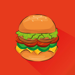 delicious hamburger fast food icon vector illustration design