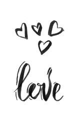 hand drawn love text lettering calligraphy made with ink brush