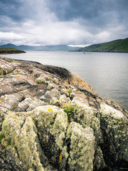 Coastline with rocks along ring of beara in ireland