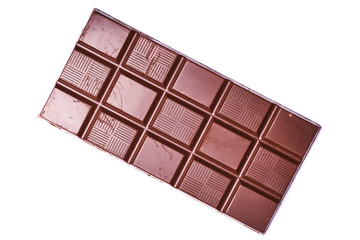 large chocolate bar isolated on white background