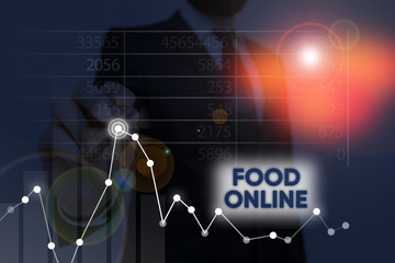 Word writing text Food Online. Business photo showcasing most convenient way for customers to purchase food online © A