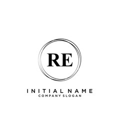 Letter RE Beauty Logo Template Vector