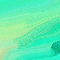 quadratic graphic illustration with turquoise, pale green and tea green colors. abstract colorful waves motion. can be used as wallpaper, background graphic or texture