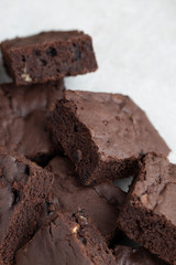 Vegan brownies chocolate plant based diet no animal products on dark background